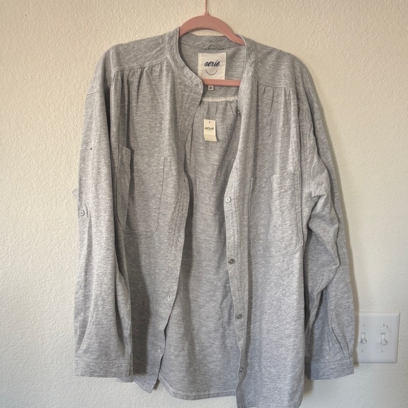 aerie Jackets & Blazers - aerie womens Light Gray Shirt Jacket